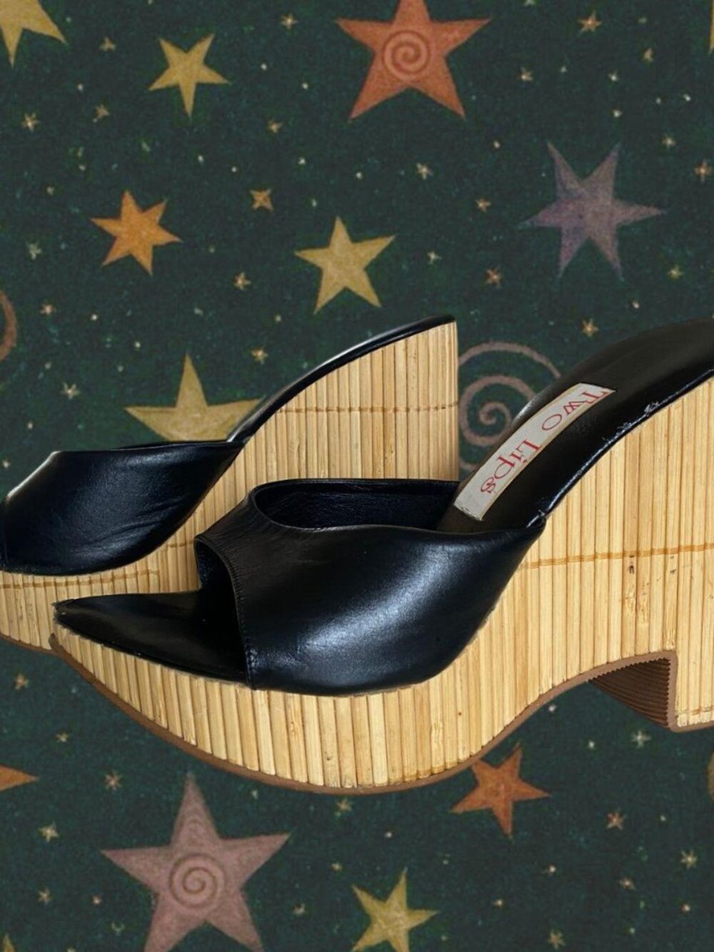Vintage Y2K Bamboo Chunky Heels - Picture 3 of 4